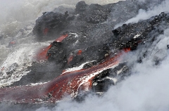 Lava flowing into ocean. Lava flowing into ocean.