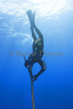 Breathold diver with speargun decending. Breathold diver with speargun decending.