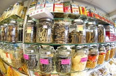 Sea cucumbers, seahorses, pipefish, abalone, shark fins and other dry food for sale in a local market to be used as ingredients in a traditional Asian medicine. Sea cucumbers, seahorses, pipefish, abalone, shark fins and other dry food for sale in a local market to be used as ingredients in a traditional Asian medicine.