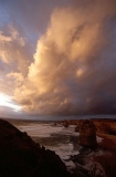 Rugged shoreline washed by rough seas at sunset. Rugged shoreline washed by rough seas at sunset.