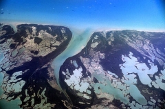 Aerial view of river outlet. Aerial view of river outlet.