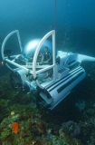 Ocean Pearl Submarine. Two person submersible hovering over shallow temperate reef. Ocean Pearl Submarine. Two person submersible hovering over shallow temperate reef.