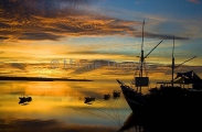 Sunrise over calm lagoon. Sunrise over calm lagoon.